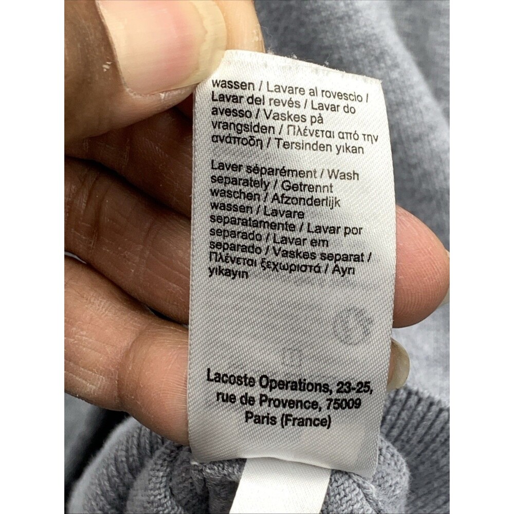 Lacoste Ribbed V-Neck Pullover Sweaters Mens X-Large XL Gray Long Sleeve AH7003 - Picture 15 of 16